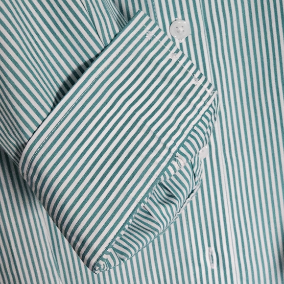 Green Pinstripe Button Down Shirt Penningtons Size X - Picture 4 of 11
